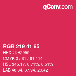 颜色代码: RGB 219 41 85 | qconv.com