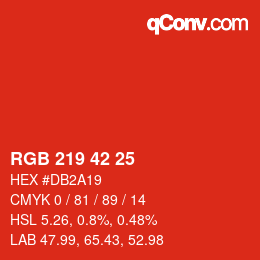 Color code: RGB 219 42 25 | qconv.com