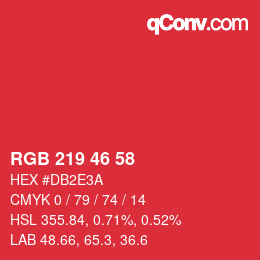 Color code: RGB 219 46 58 | qconv.com