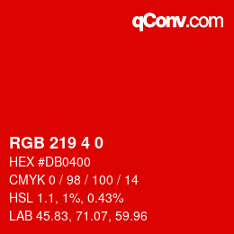 カラーコード: RGB 219 4 0 | qconv.com