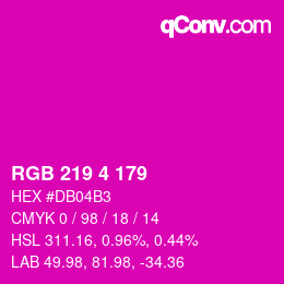 カラーコード: RGB 219 4 179 | qconv.com