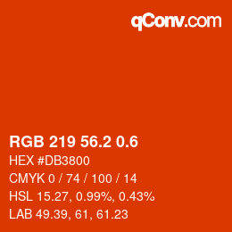 カラーコード: RGB 219 56.2 0.6 | qconv.com