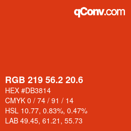 カラーコード: RGB 219 56.2 20.6 | qconv.com