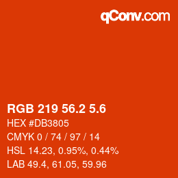 カラーコード: RGB 219 56.2 5.6 | qconv.com