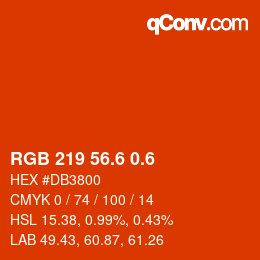 カラーコード: RGB 219 56.6 0.6 | qconv.com