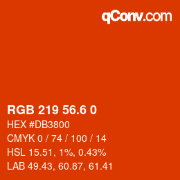 カラーコード: RGB 219 56.6 0 | qconv.com