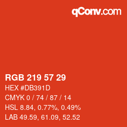 Color code: RGB 219 57 29 | qconv.com