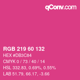 カラーコード: RGB 219 60 132 | qconv.com