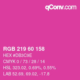 カラーコード: RGB 219 60 158 | qconv.com