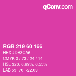 カラーコード: RGB 219 60 166 | qconv.com