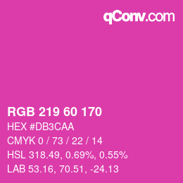 カラーコード: RGB 219 60 170 | qconv.com