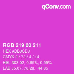 颜色代码: RGB 219 60 211 | qconv.com