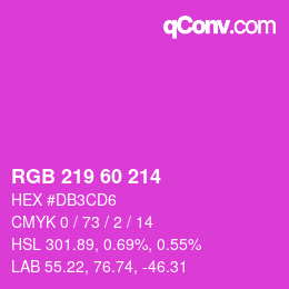 カラーコード: RGB 219 60 214 | qconv.com