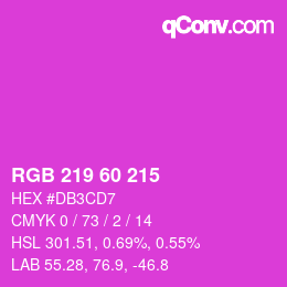 颜色代码: RGB 219 60 215 | qconv.com