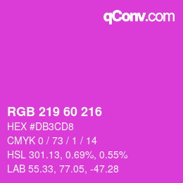 カラーコード: RGB 219 60 216 | qconv.com