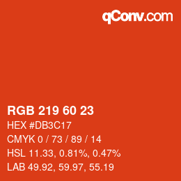 カラーコード: RGB 219 60 23 | qconv.com