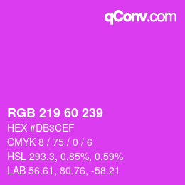 カラーコード: RGB 219 60 239 | qconv.com