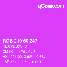 颜色代码: RGB 219 60 247 | qconv.com