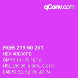 カラーコード: RGB 219 60 251 | qconv.com