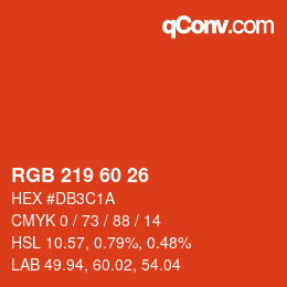 カラーコード: RGB 219 60 26 | qconv.com