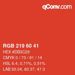 カラーコード: RGB 219 60 41 | qconv.com