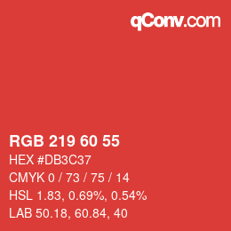 カラーコード: RGB 219 60 55 | qconv.com
