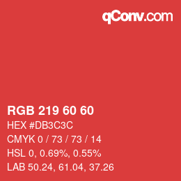 カラーコード: RGB 219 60 60 | qconv.com