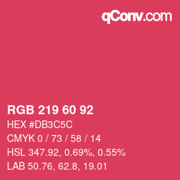 Color code: RGB 219 60 92 | qconv.com