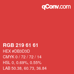 カラーコード: RGB 219 61 61 | qconv.com