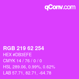 Farbcode: RGB 219 62 254 | qconv.com