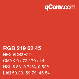 カラーコード: RGB 219 62 45 | qconv.com