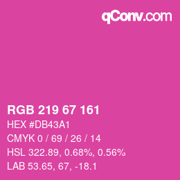 颜色代码: RGB 219 67 161 | qconv.com