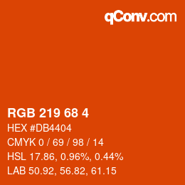 颜色代码: RGB 219 68 4 | qconv.com