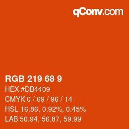 Color code: RGB 219 68 9 | qconv.com