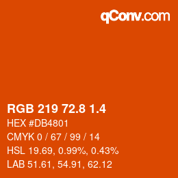 カラーコード: RGB 219 72.8 1.4 | qconv.com