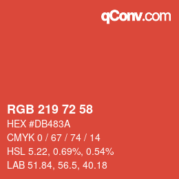 Código de color: RGB 219 72 58 | qconv.com