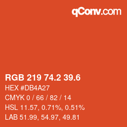 カラーコード: RGB 219 74.2 39.6 | qconv.com