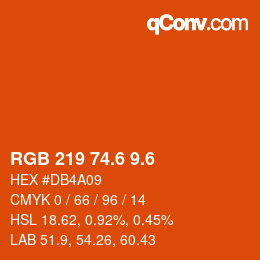 カラーコード: RGB 219 74.6 9.6 | qconv.com