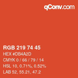 Color code: RGB 219 74 45 | qconv.com