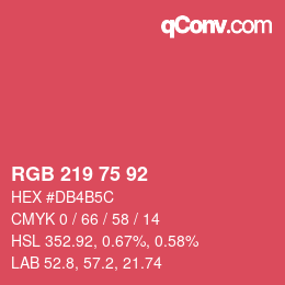 Color code: RGB 219 75 92 | qconv.com