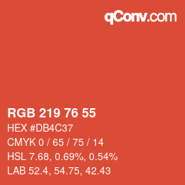 Color code: RGB 219 76 55 | qconv.com