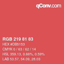Color code: RGB 219 81 83 | qconv.com