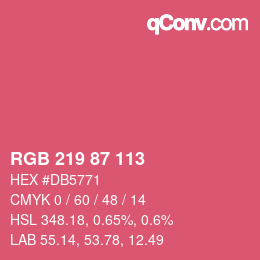 颜色代码: RGB 219 87 113 | qconv.com