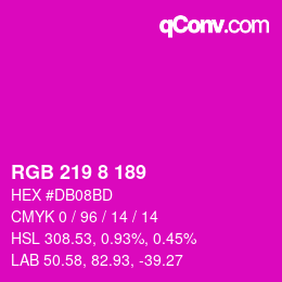 カラーコード: RGB 219 8 189 | qconv.com
