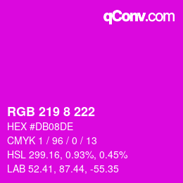 颜色代码: RGB 219 8 222 | qconv.com
