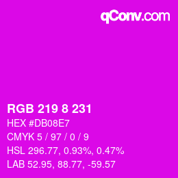カラーコード: RGB 219 8 231 | qconv.com