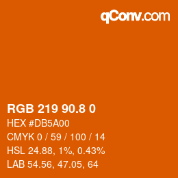 カラーコード: RGB 219 90.8 0 | qconv.com