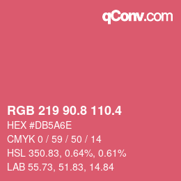 カラーコード: RGB 219 90.8 110.4 | qconv.com
