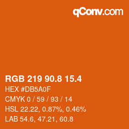 カラーコード: RGB 219 90.8 15.4 | qconv.com