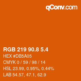 カラーコード: RGB 219 90.8 5.4 | qconv.com